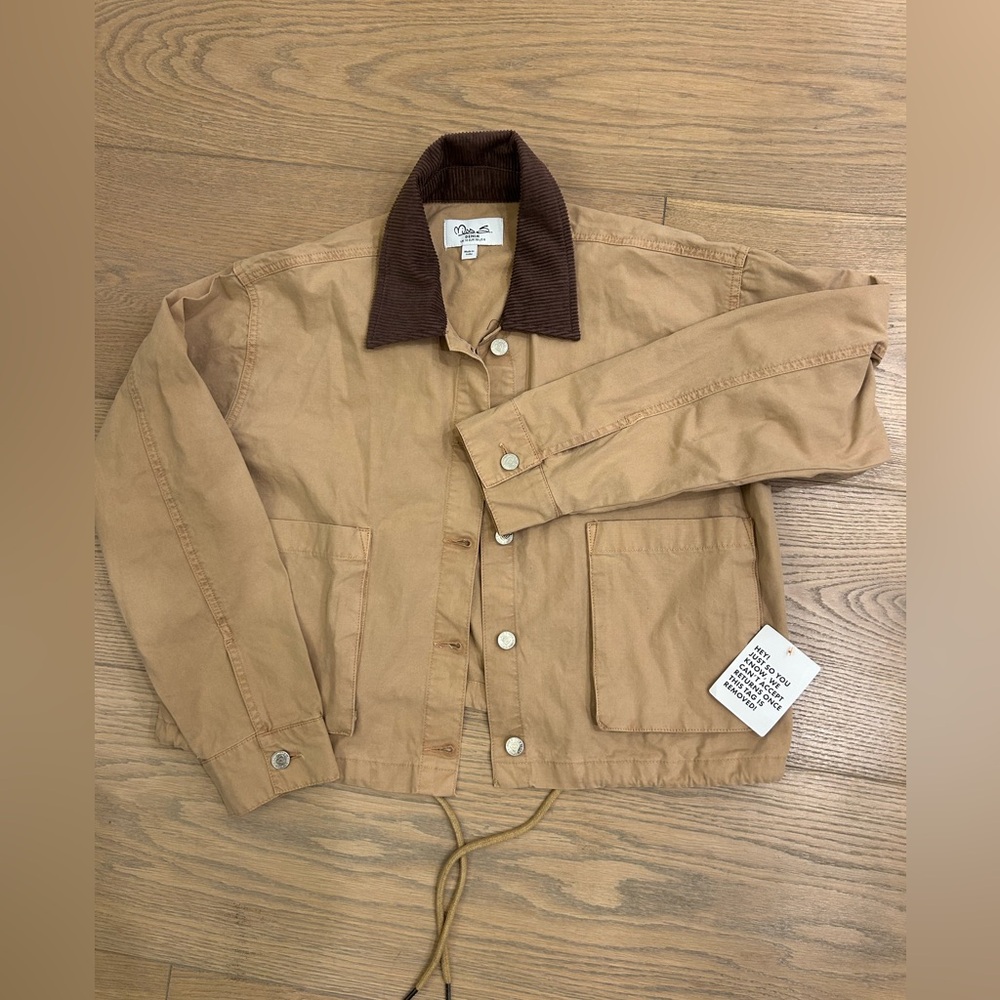 NWT Barn Jacket cropped with Brown corduroy Collar size 6